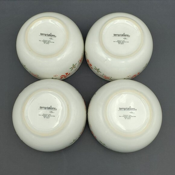 Temp-tations Holiday Seasonal Soup Cereal Bowls Snowflake Peppermint Bowls - Picture 4 of 7